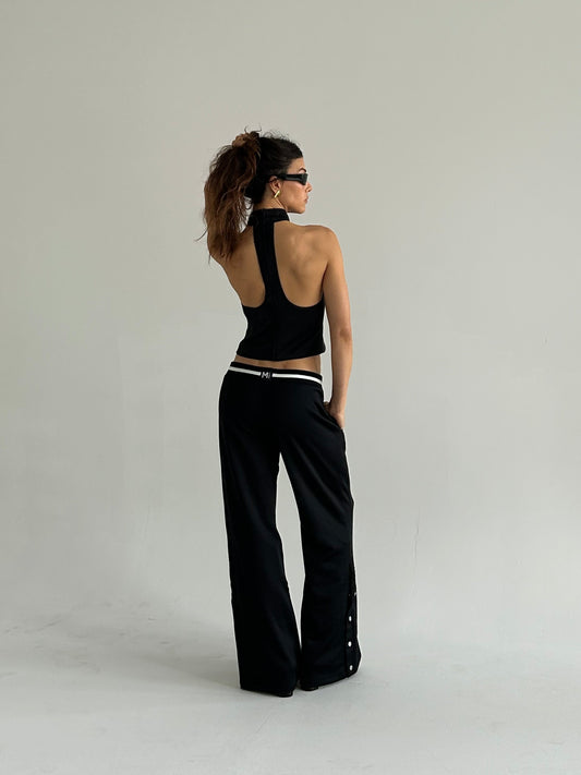 Women's black backless halter top – MIANO Lola Top